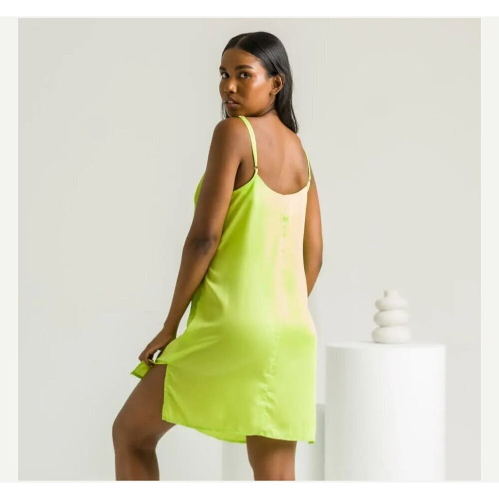 NWT Silky Bamboo Slip Dress Lime Green Soft Cooling Fabric, Date Night, Size XS - Picture 3 of 6